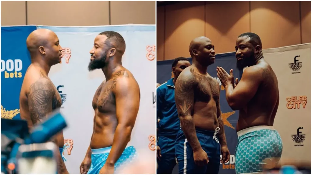 deux rappeurs sud africains montent sur un ring de boxe